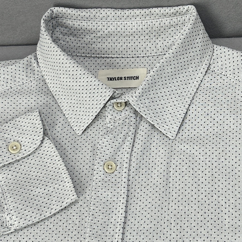 Taylor Stitch Button Shirt Long Sleeve Micro Dot Size 42 L 100% Organic Cotton